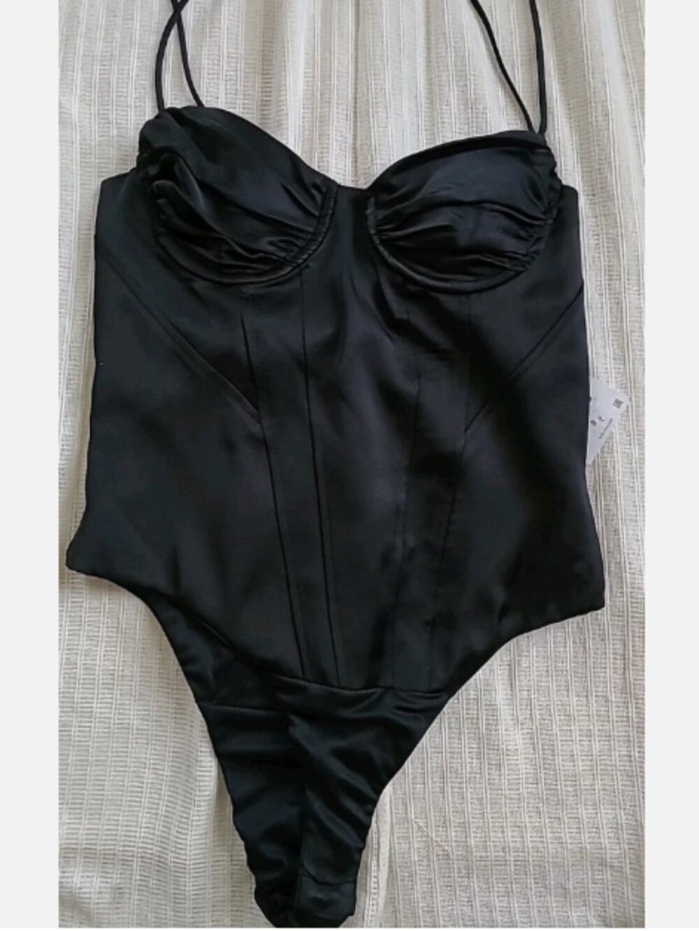 Zara Satin Effect Bustier Bodysuit Black
